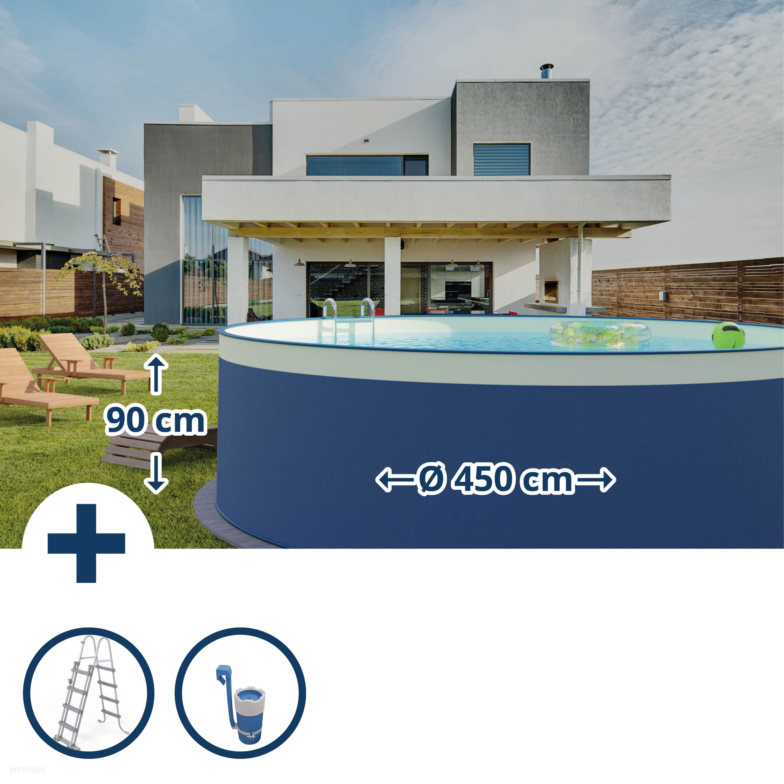 Stahlwandpool Set (3-teilig) rund 450x90 cm, Stahl 0,3 mm anthrazit, Folie 0,2 mm sand, overlap Stahlwandpool Set (3-teilig) rund 450x90 cm, Stahl 0,3 mm anthrazit, Folie 0,2 mm sand, overlap